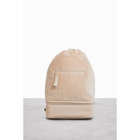 NWT BEIS Terry Backpack Cooler in BEIGE